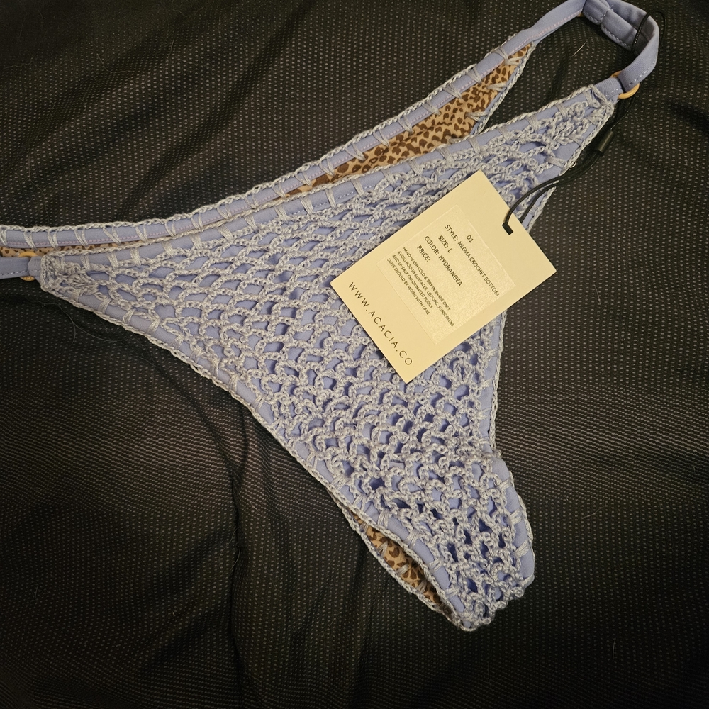 acacia swimwear Women's Crochet Bikini Bottom - Light Blue